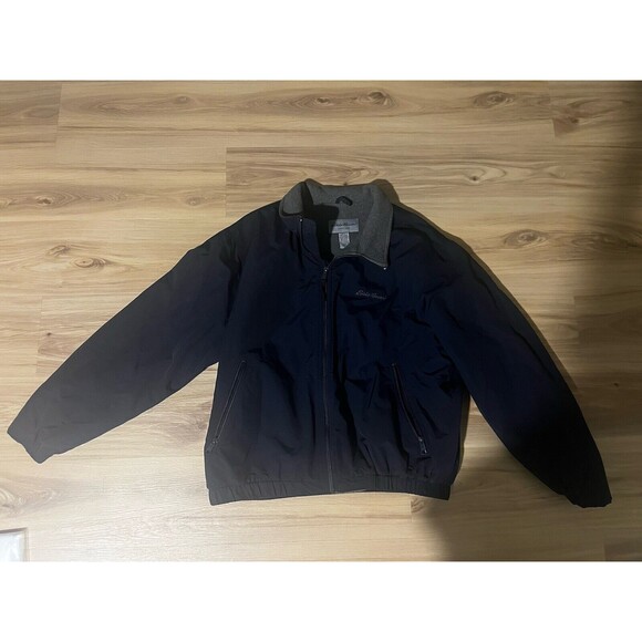 Eddie Bauer Men's Large Jacket Full Zip‎ Blue Nylon W/ Lining & Insulation - Picture 1 of 9